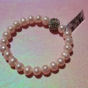 Elegant Culture Pearls  Bracelet with  Multicolor Bead.